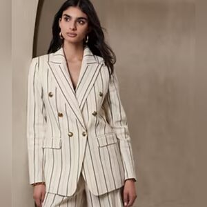 NWT Banana Republic Linen-Cotton Tailored Blazer Double Breasted Size 2 Petite